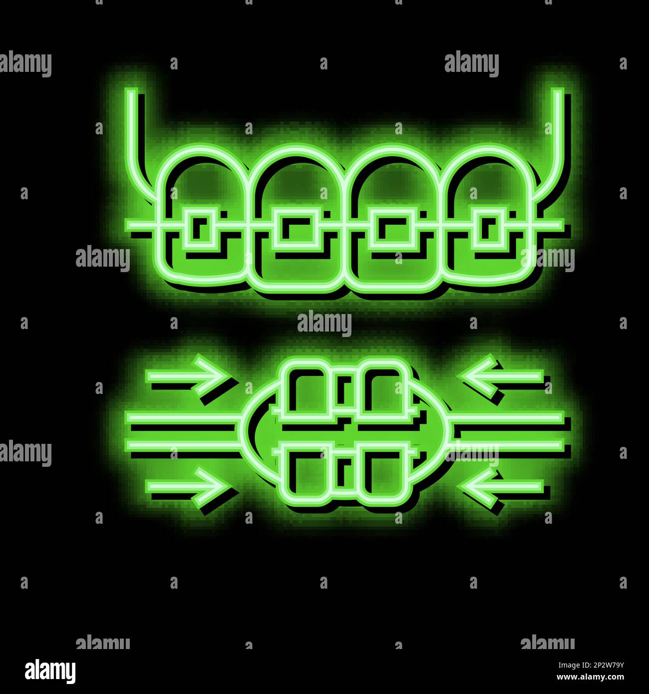 work process tooth braces neon glow icon illustration Stock Vector ...