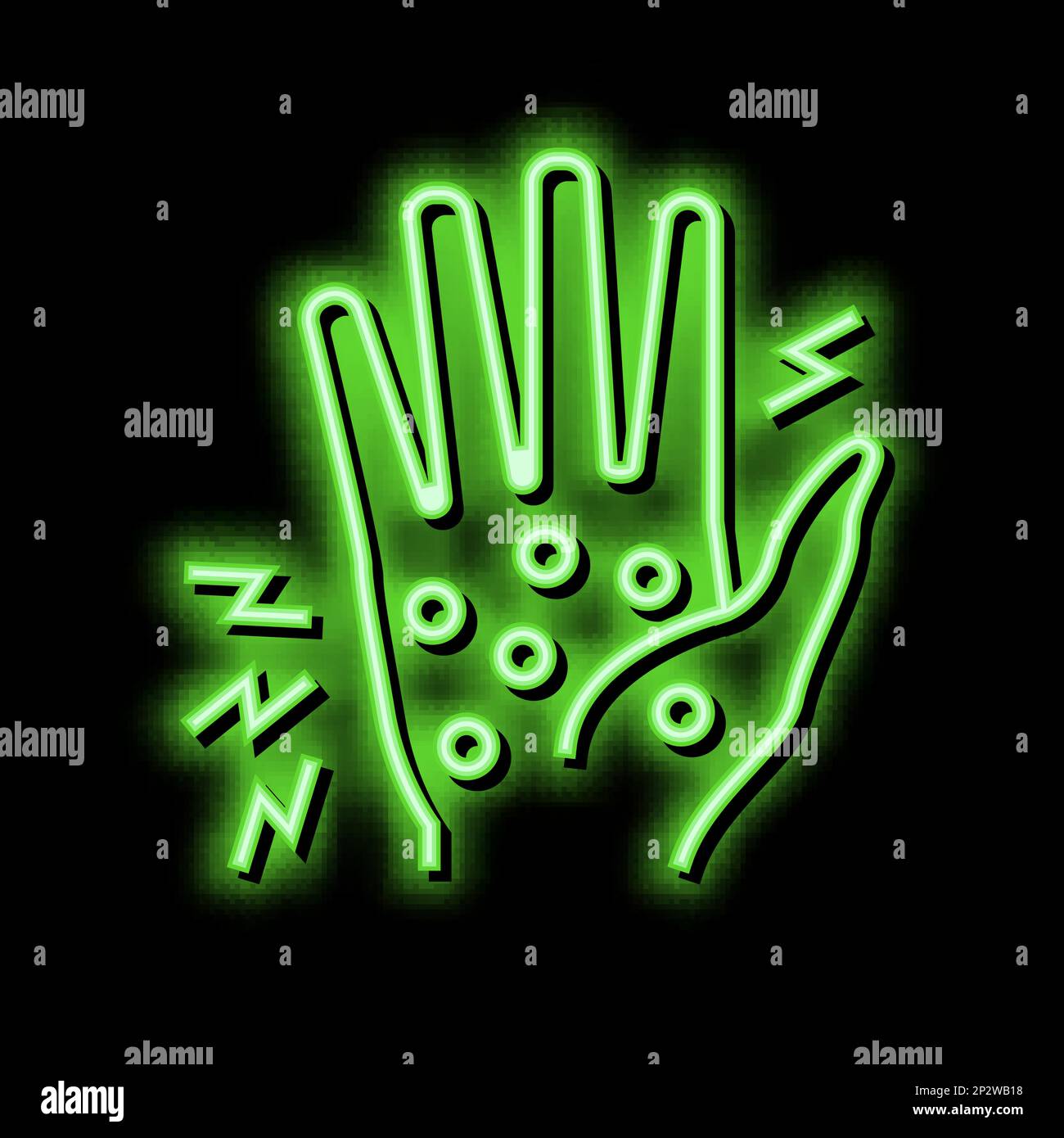 dyshidrotic eczema neon glow icon illustration Stock Vector
