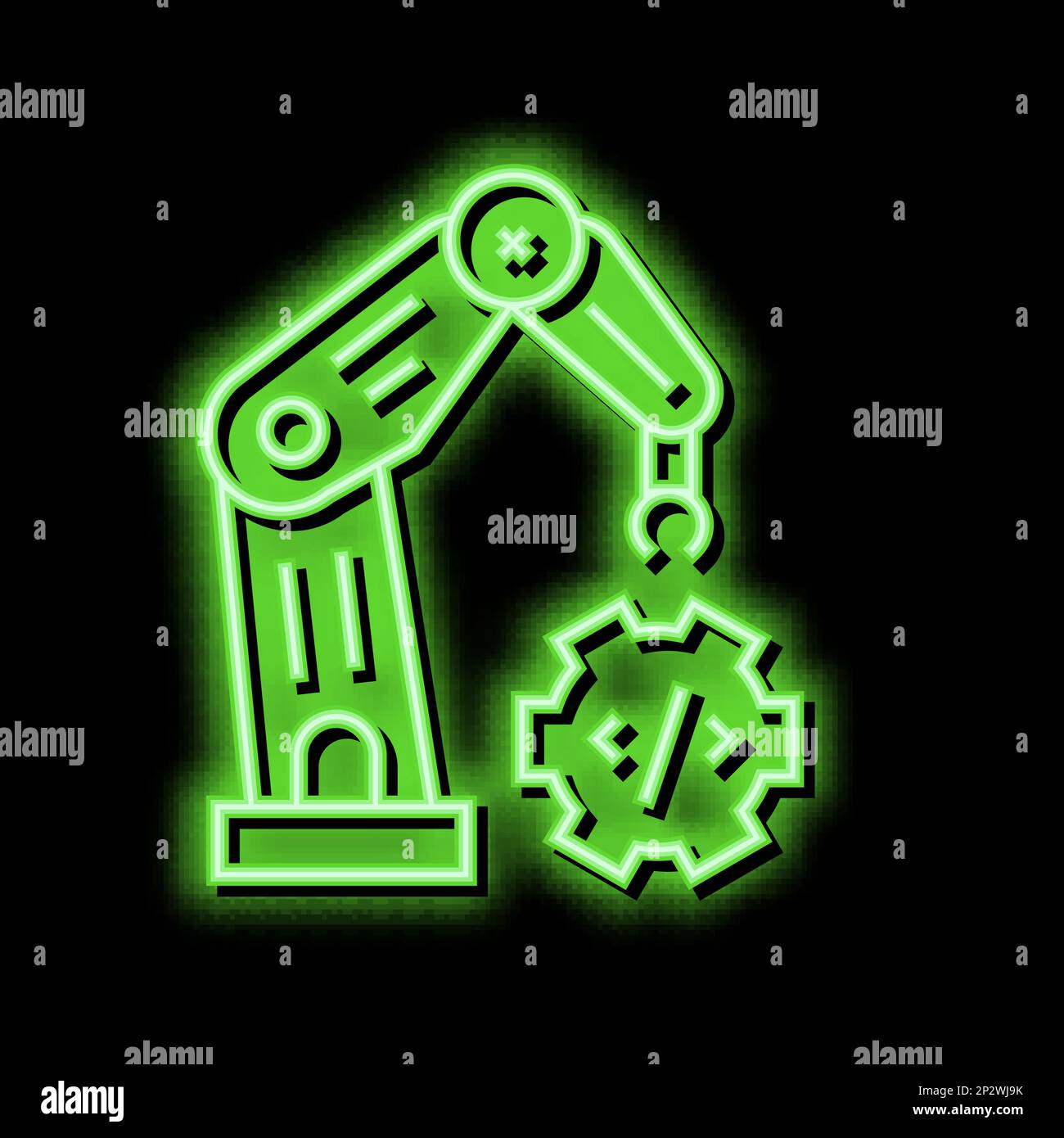 robotics arm technology neon glow icon illustration Stock Vector Image ...