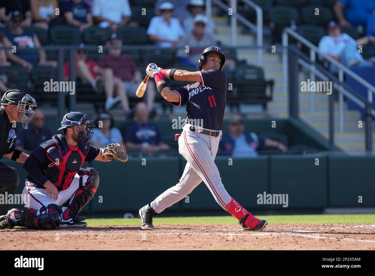 Minnesota Twins second baseman Polanco bats during a spring