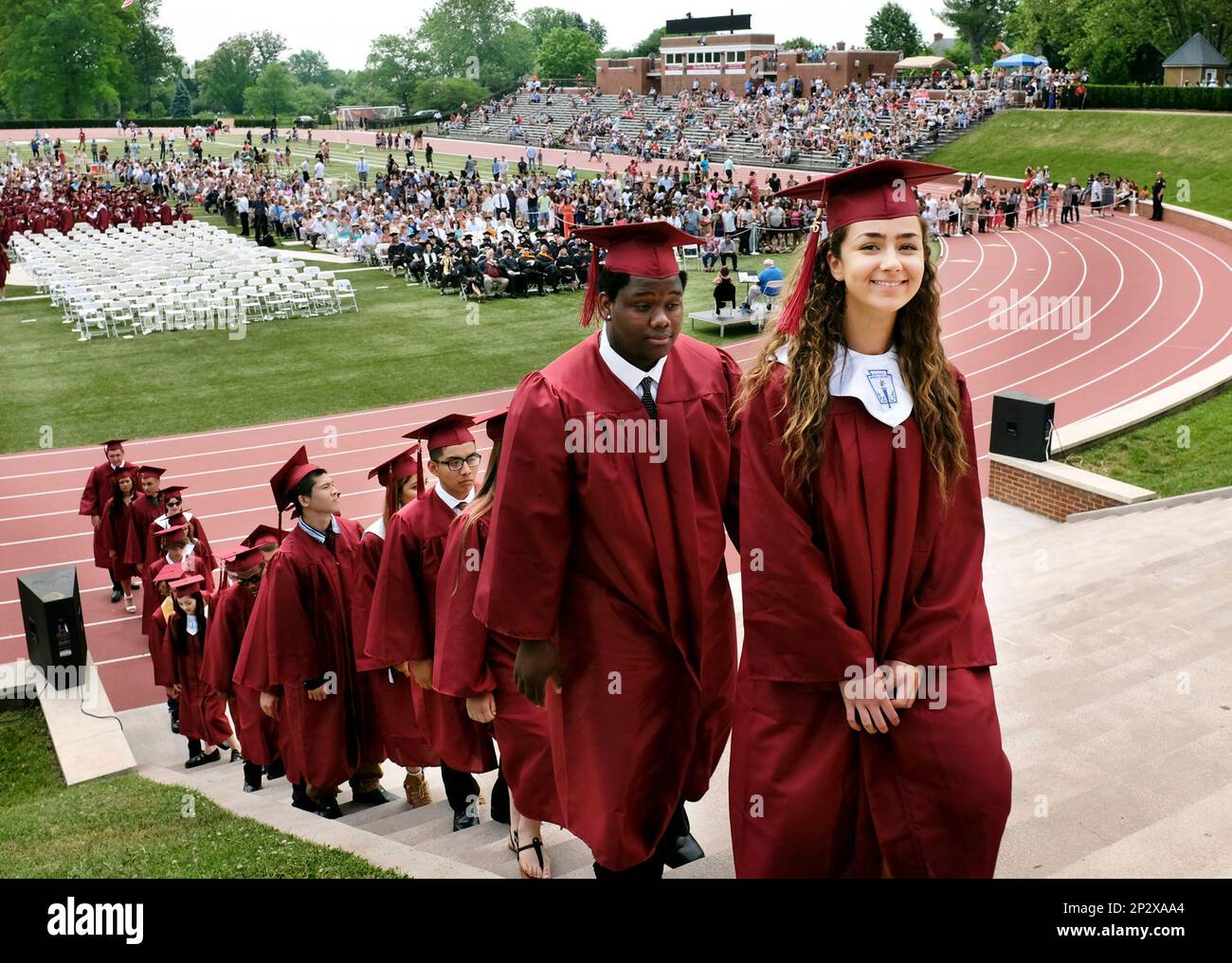 John Handley High School senior Anne Meredith Johnson leads a group
