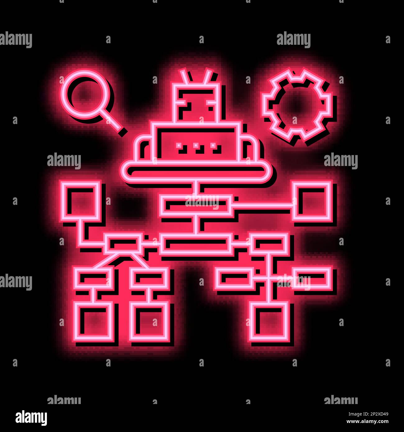 debug researching and fixing neon glow icon illustration Stock Vector ...