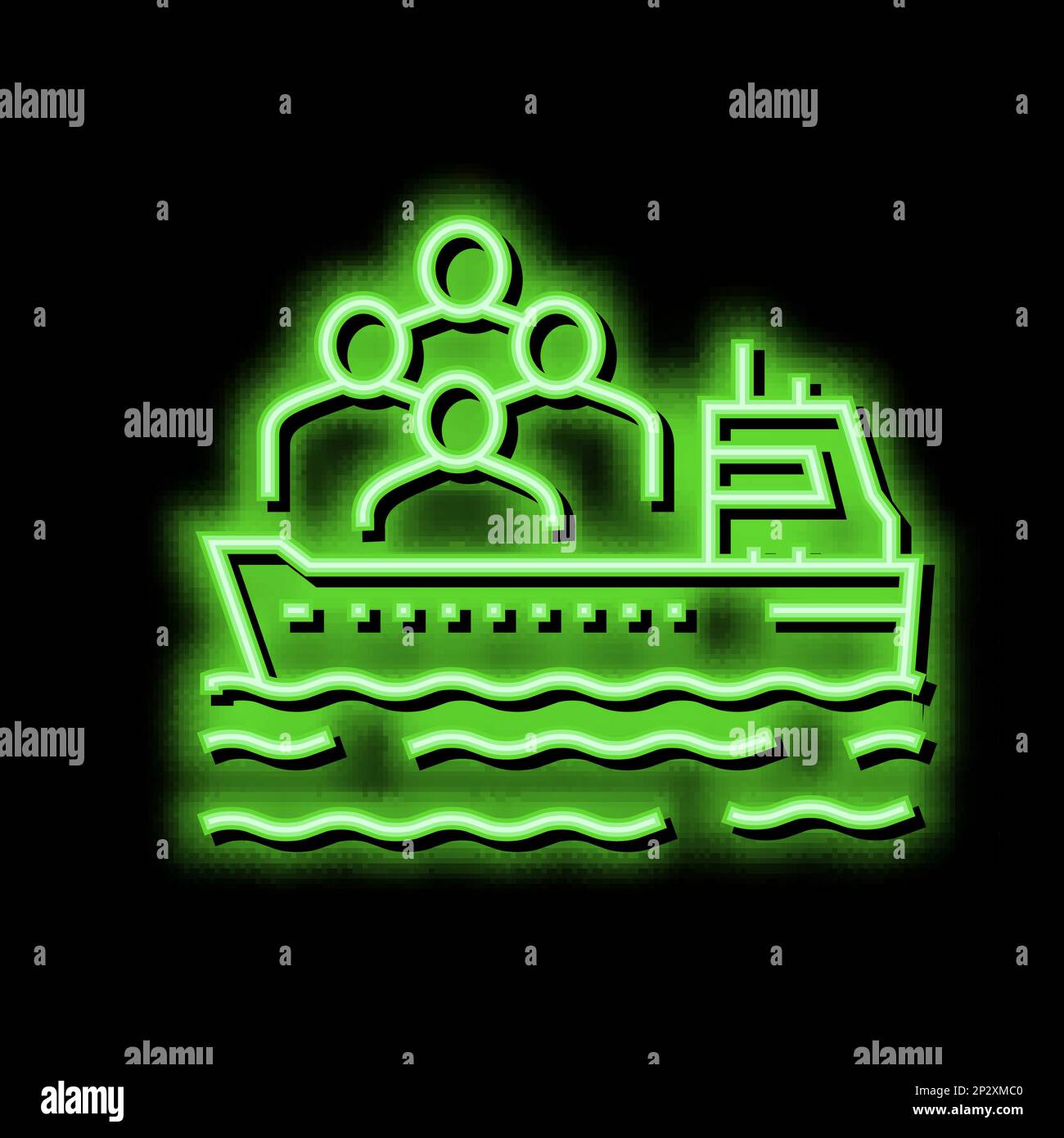 ship transportation refugee neon glow icon illustration Stock Vector