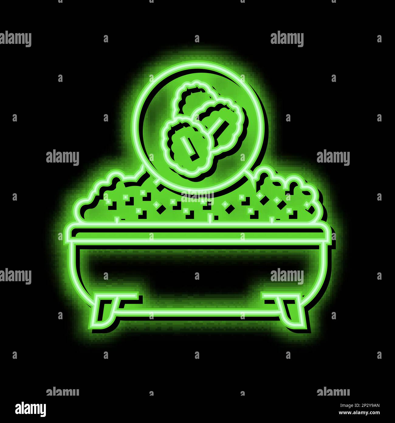 oatmeal baths dry skin neon glow icon illustration Stock Vector Image ...