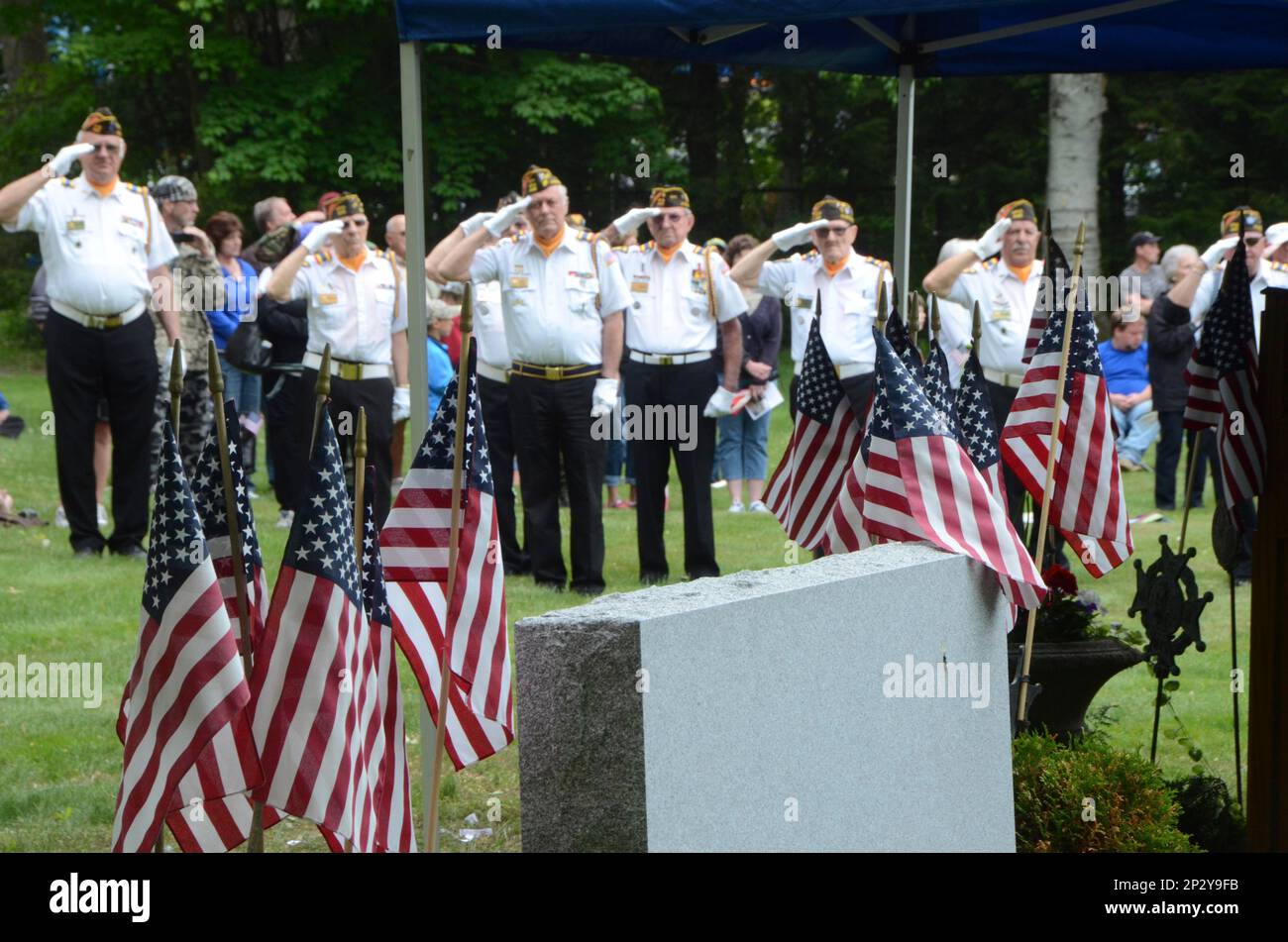 Pittsfield VFW Post 448 members salute during Memorial Day exercises in