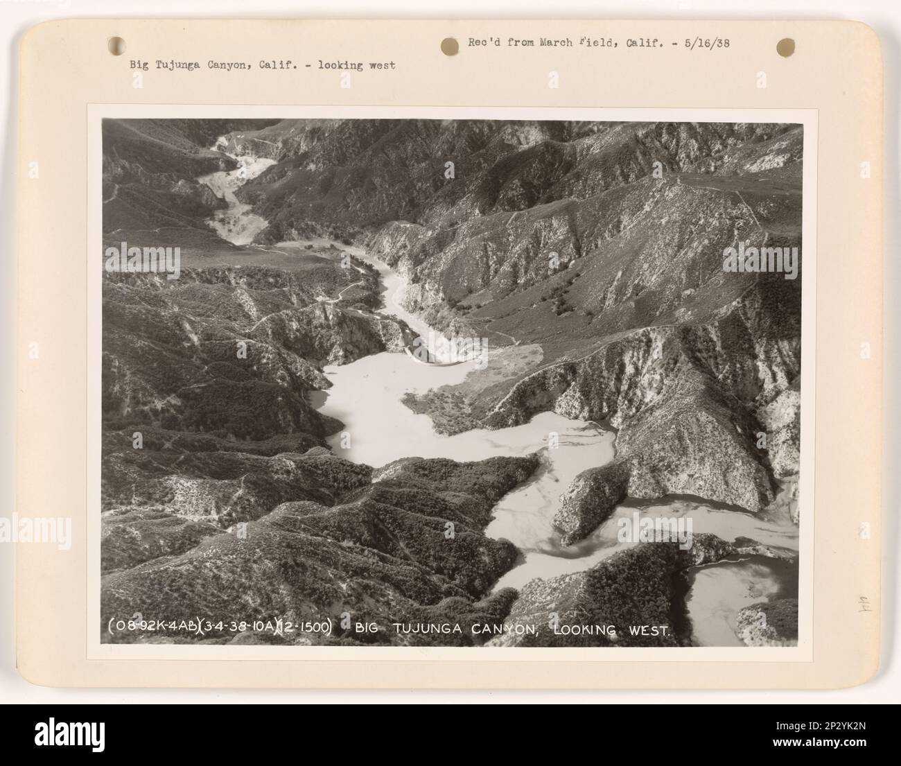 Floods - California - Big Tujunga Dam, Aerial Photograph. Stock Photo