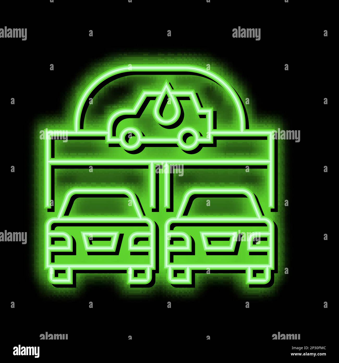 automatically car wash service neon glow icon illustration Stock Vector