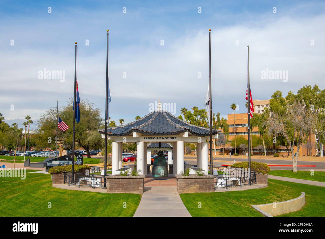 Korean War Memorial in Wesley Bolin Memorial Plaza in front of Arizona State Capitol building in city of Phoenix, Arizona AZ, USA. Stock Photo