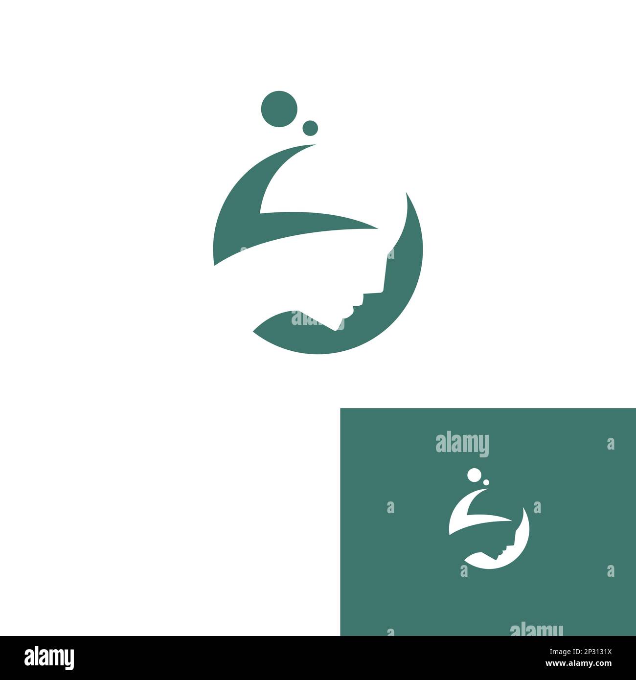 Simple vector logo in contemporary style. Creative thinking, to look into his head to men to see.EPS 10 Stock Vector