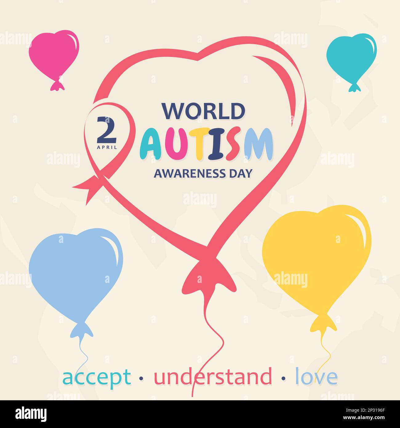 World Autism Awareness Day with colorful balloon. Vector illustration Stock Vector