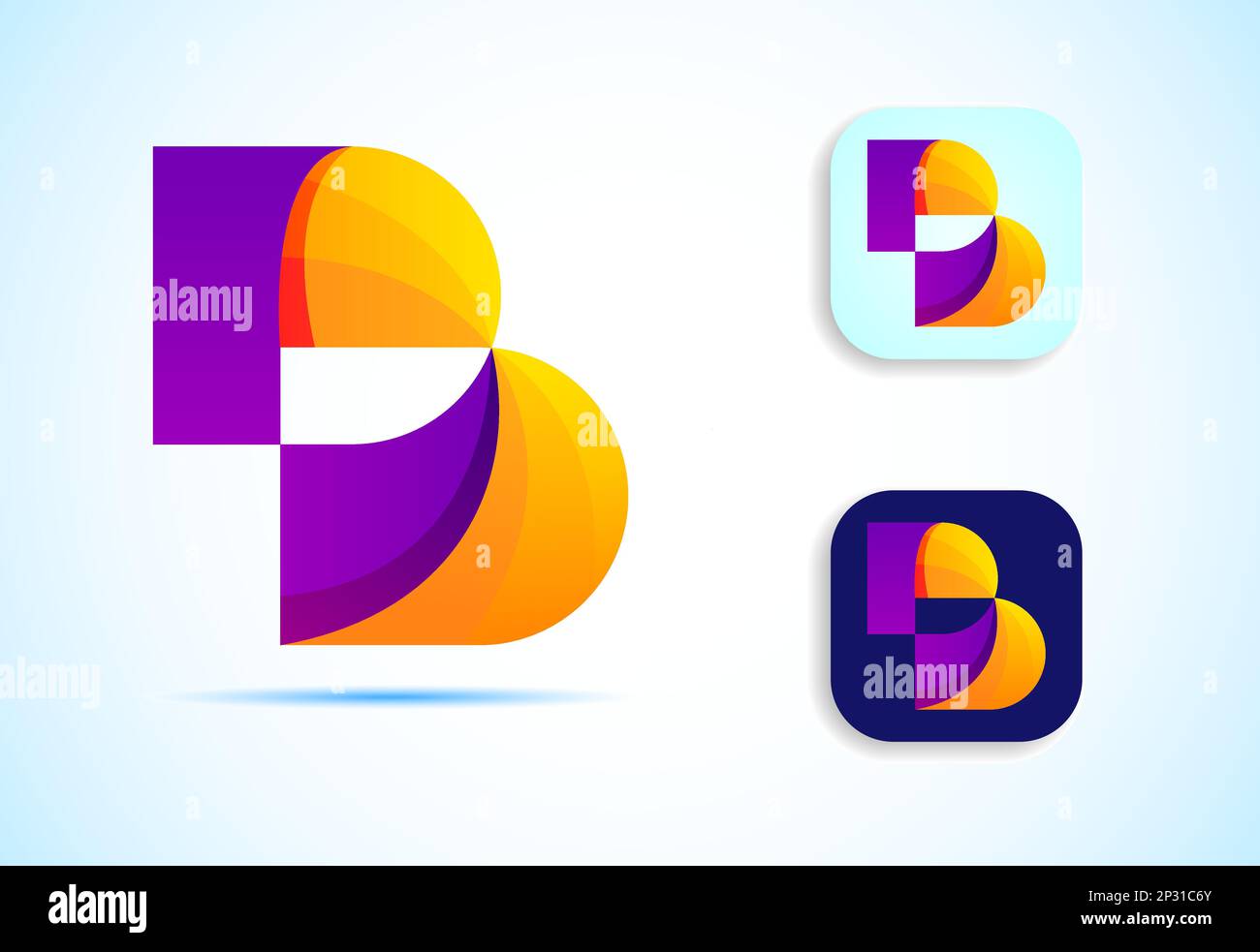 Abstract initial alphabet B logo design. Multi-color gradient letter icon vector illustration. Stock Vector