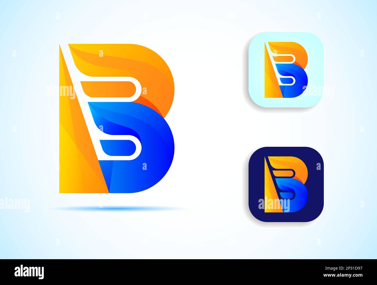 Abstract initial alphabet B logo design. Multi-color gradient letter icon vector illustration. Stock Vector