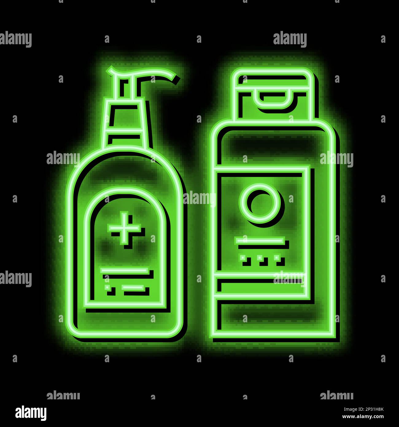 cream eczema treatment neon glow icon illustration Stock Vector