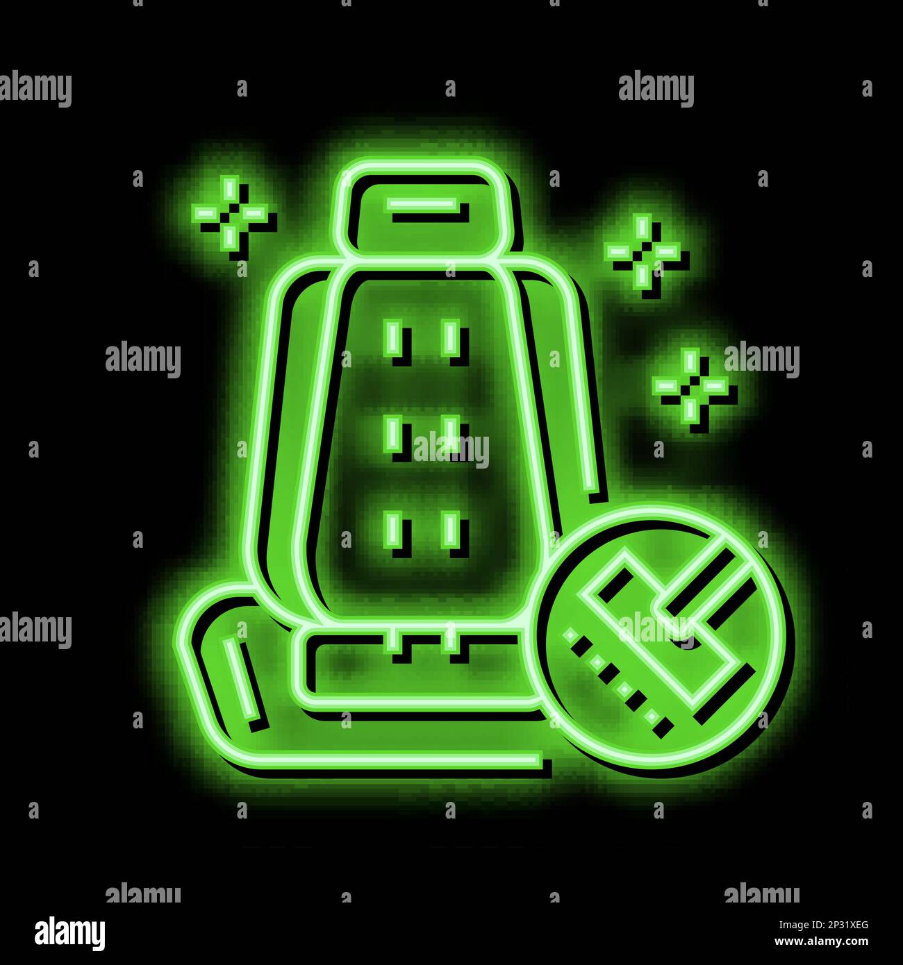 chair seat cleaning car wash service neon glow icon illustration Stock