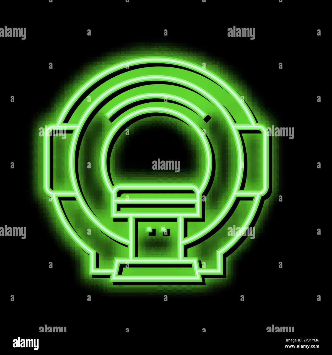 mri radiology equipment neon glow icon illustration Stock Vector