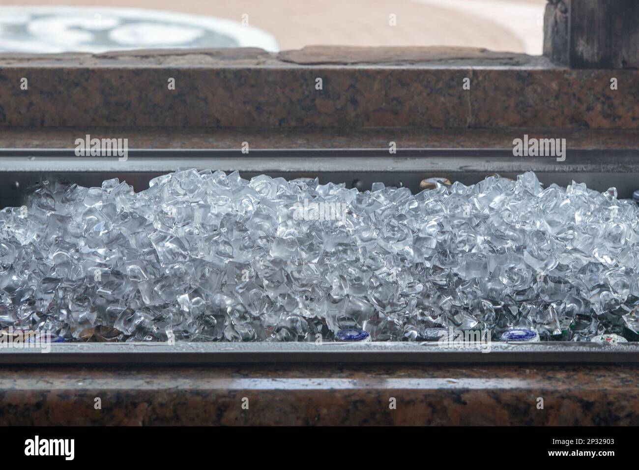 Beer cooler with lots of ice chilling Stock Photo