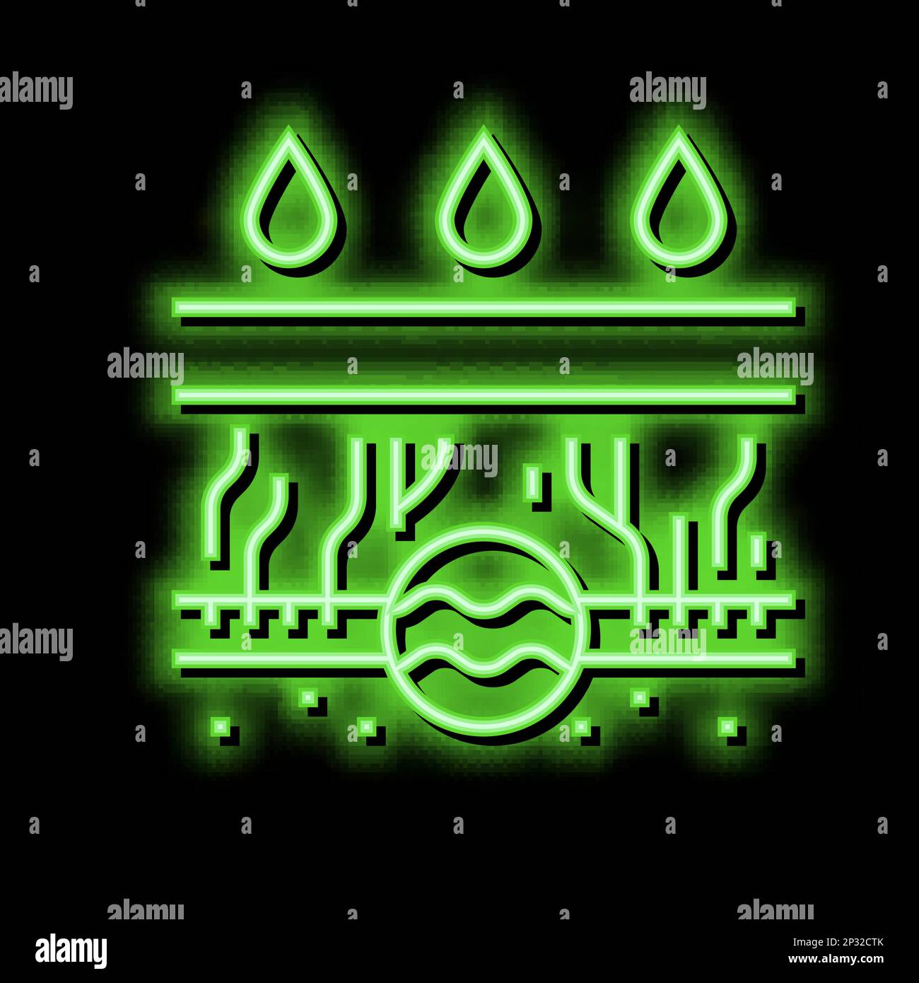 rain gutter drainage system neon glow icon illustration Stock Vector