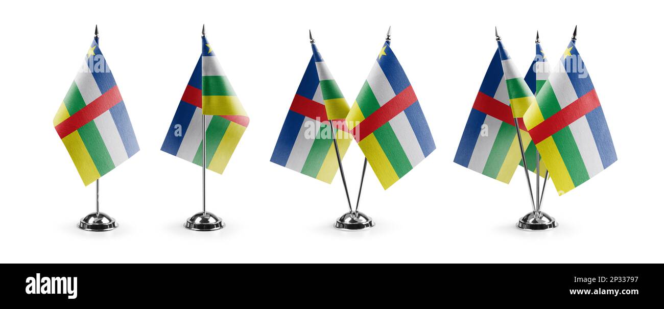 Small national flags of the Central African Republic on a white ...