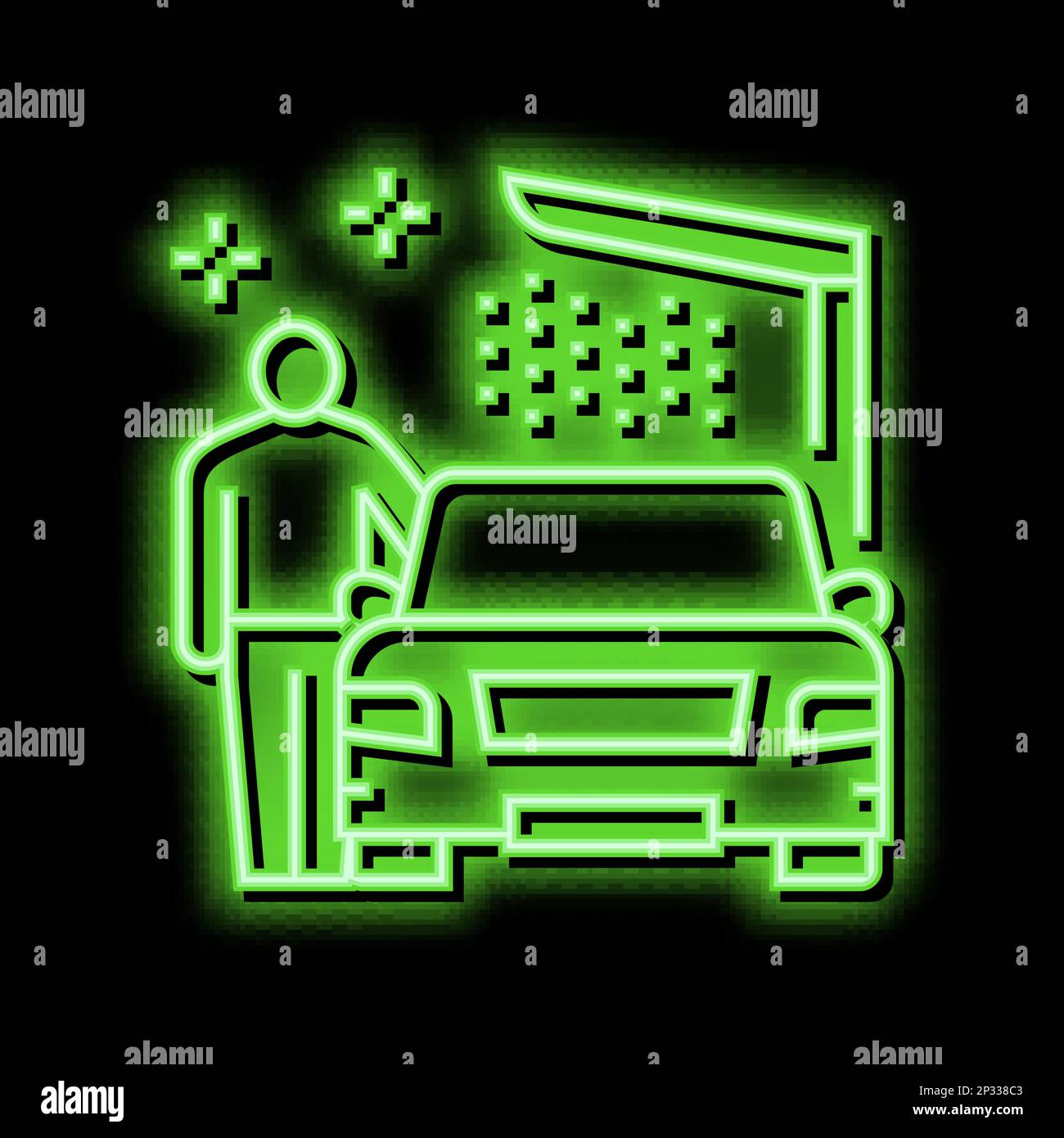 equipment car wash service neon glow icon illustration Stock Vector