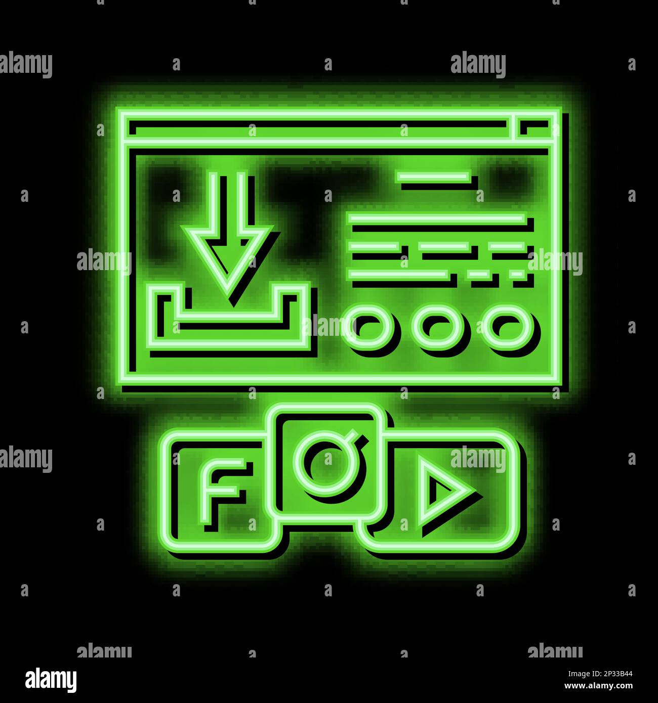 download window with buttons neon glow icon illustration Stock Vector ...