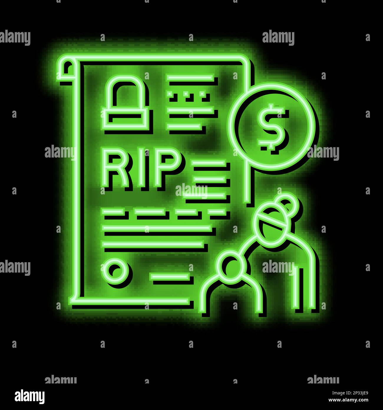 loss of breadwinner allowance neon glow icon illustration Stock Vector