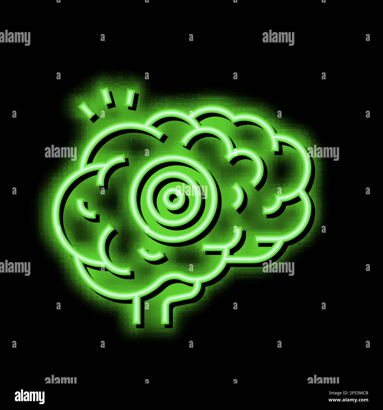 brain pain neon glow icon illustration Stock Vector