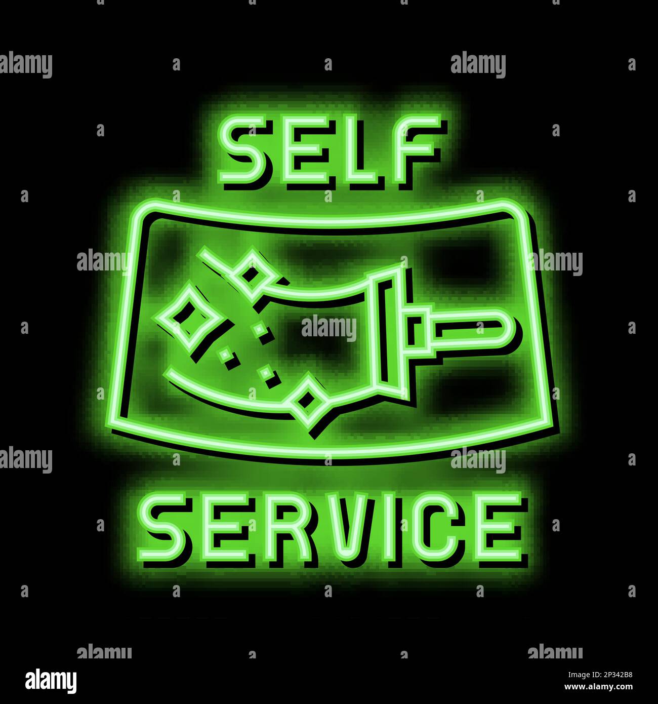 cleaning windows self car wash service neon glow icon illustration ...