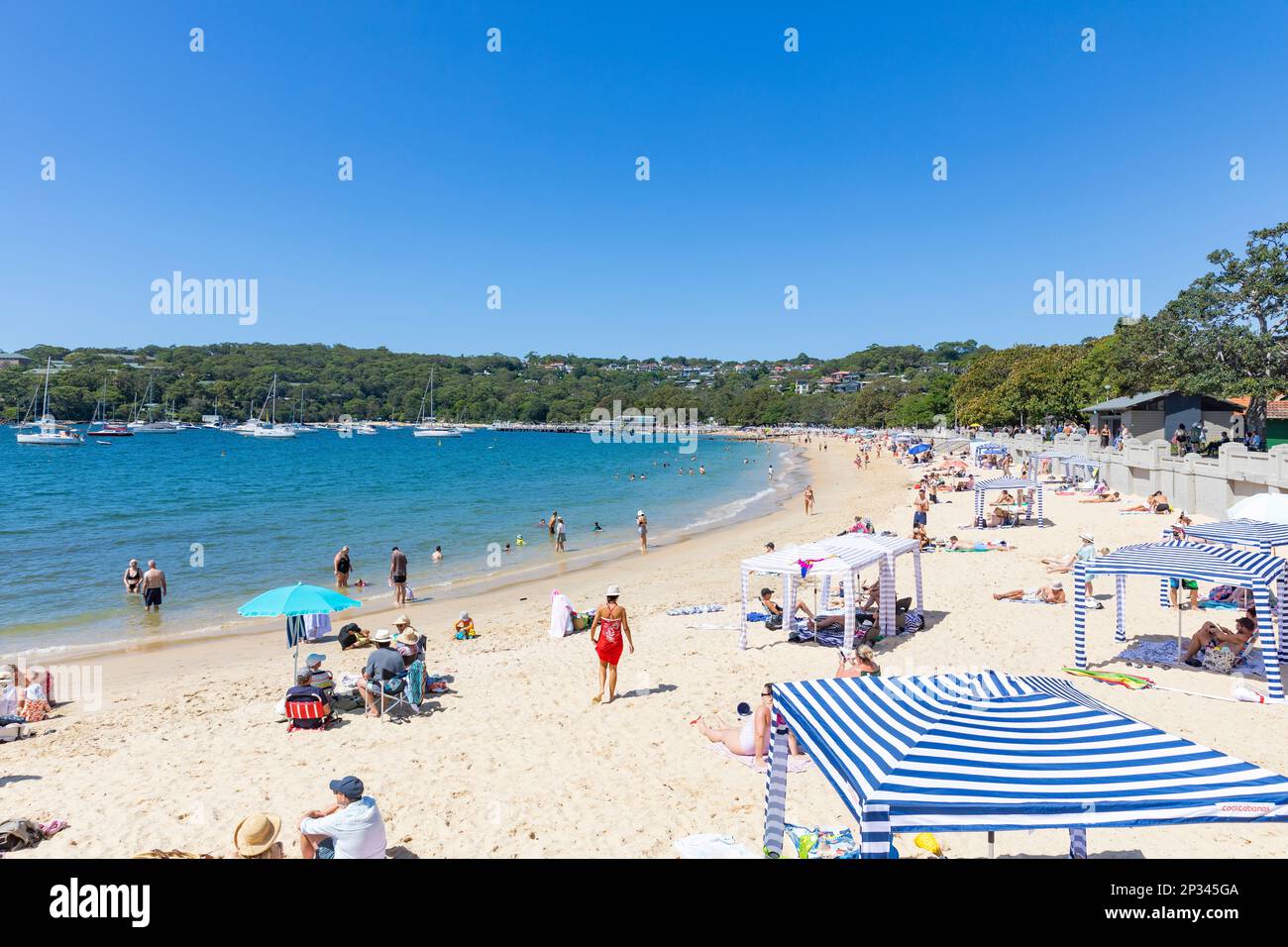 Balmoral Beach Sydney Australia blue sky sunny day March 2023 people