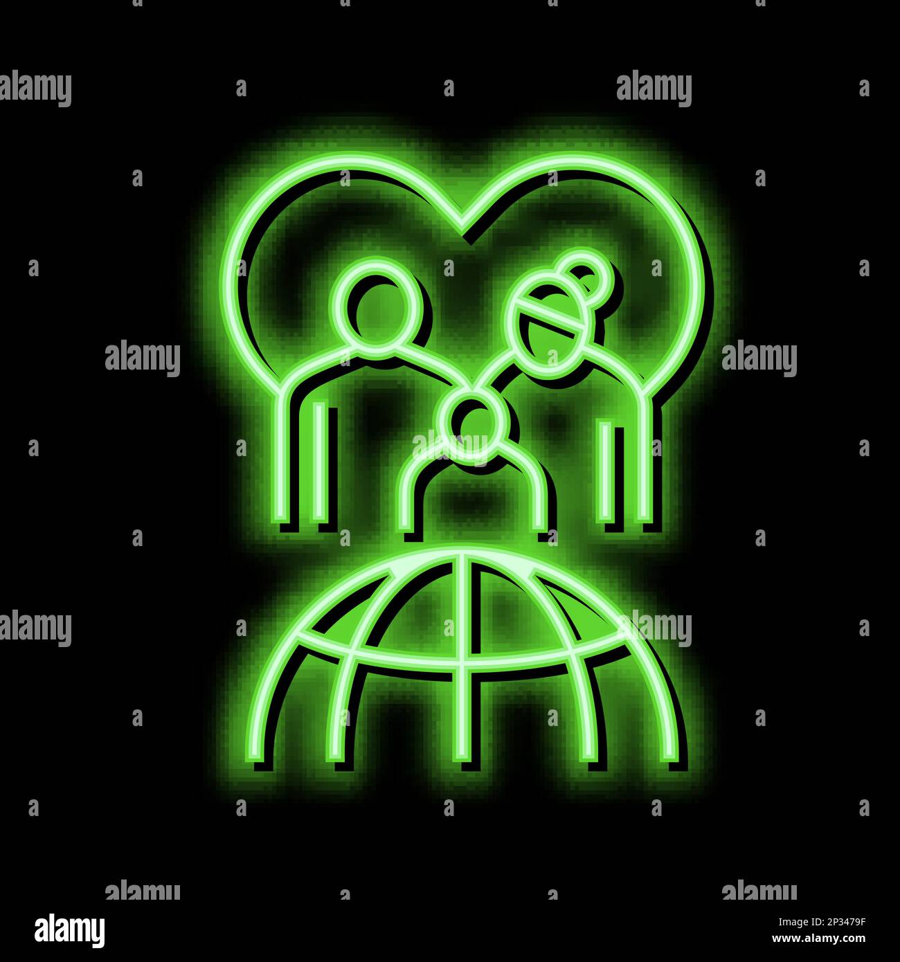 family refugee world aid neon glow icon illustration Stock Vector