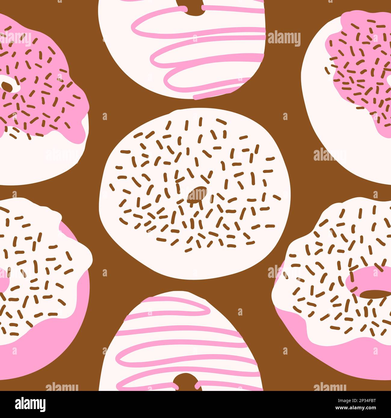 Donuts pattern. Vector illustration in cartoon flat style isolated on ...