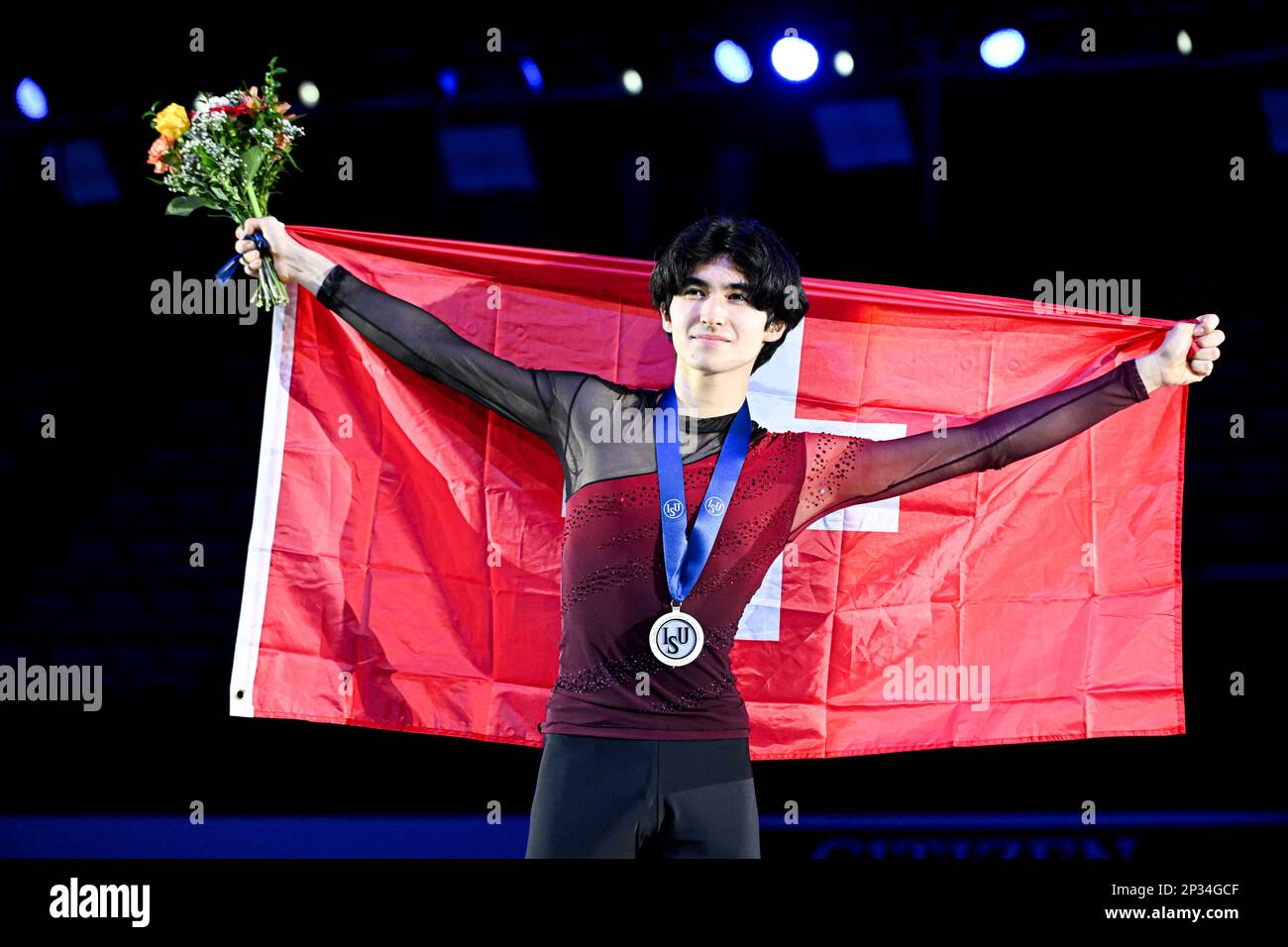 Men Awards, Naoki ROSSI (SUI) second place, during Victory Ceremony at ISU World Junior Figure