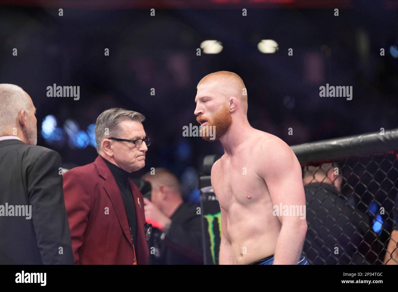 LAS VEGAS, NV MARCH 4 Bo Nickal celebrates his victory over Jamie