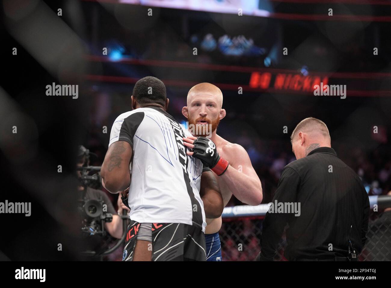 LAS VEGAS, NV MARCH 4 (RL) Bo Nickal celebrates his victory over