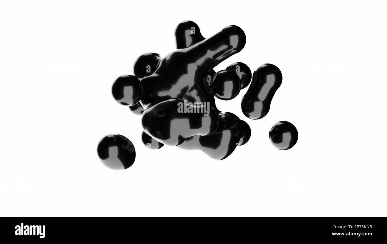 Black metaball on transparent back slow motion 3d render Stock Photo