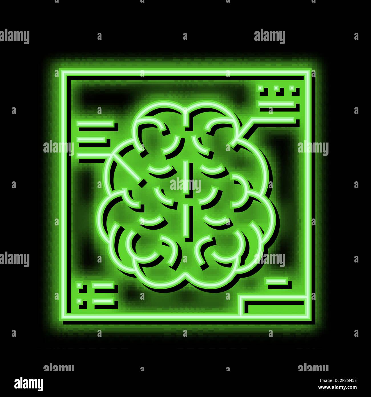 brain radiology researching neon glow icon illustration Stock Vector