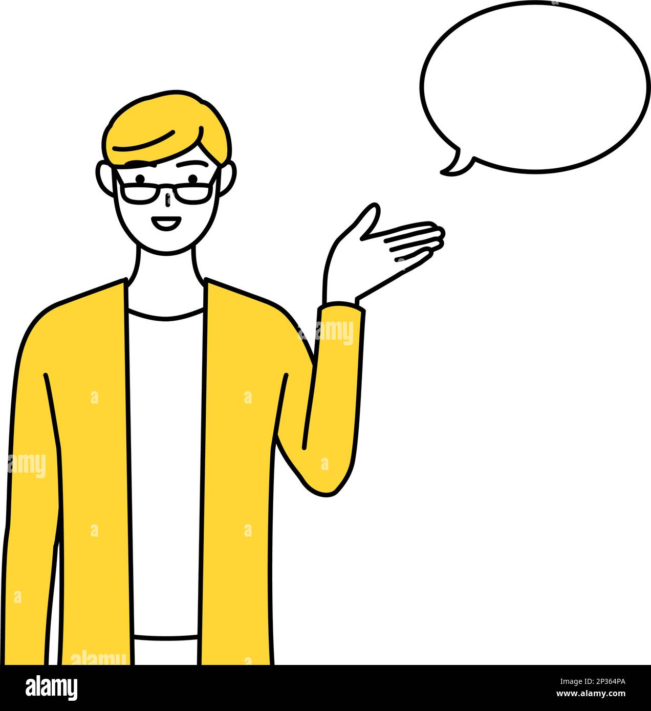 A casually dressed young man giving directions, with a wipeout, Vector