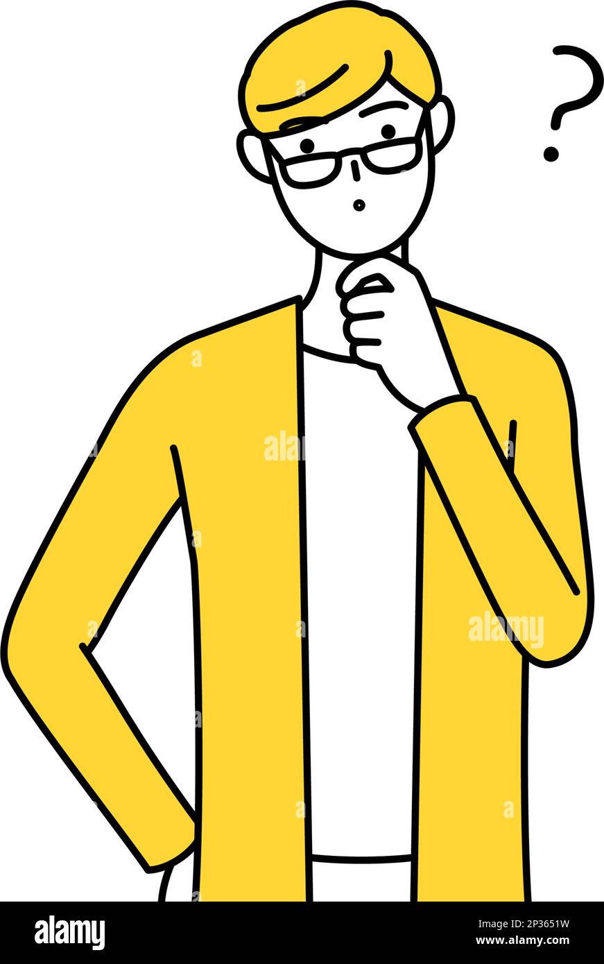 A casually dressed young man with questions, Vector Illustration Stock Vector