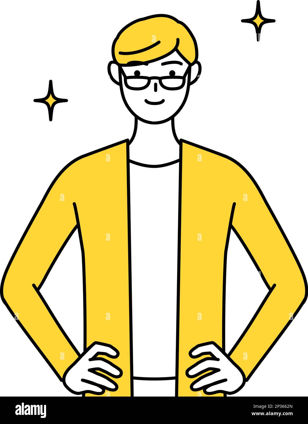 A casually dressed young man with his hands on his hips, Vector ...