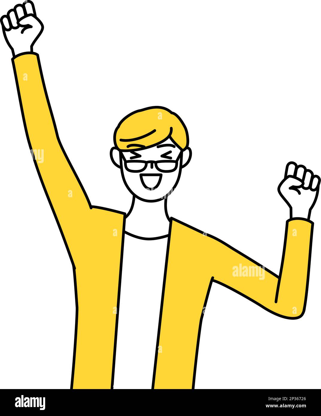A casually dressed young man smiling and jumping, Vector Illustration ...