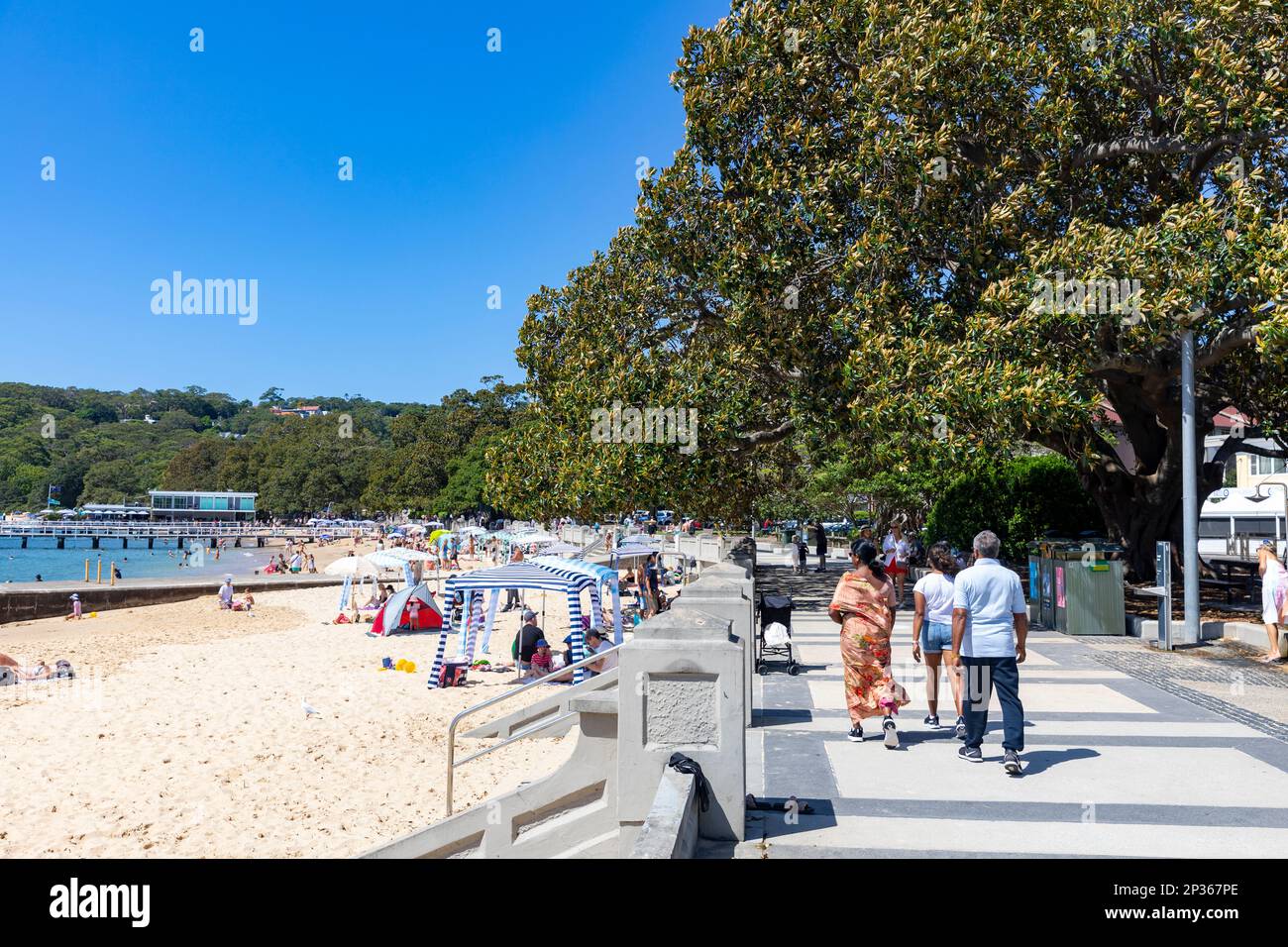 Balmoral Beach Sydney Australia, blue sky sunny day March 2023, people