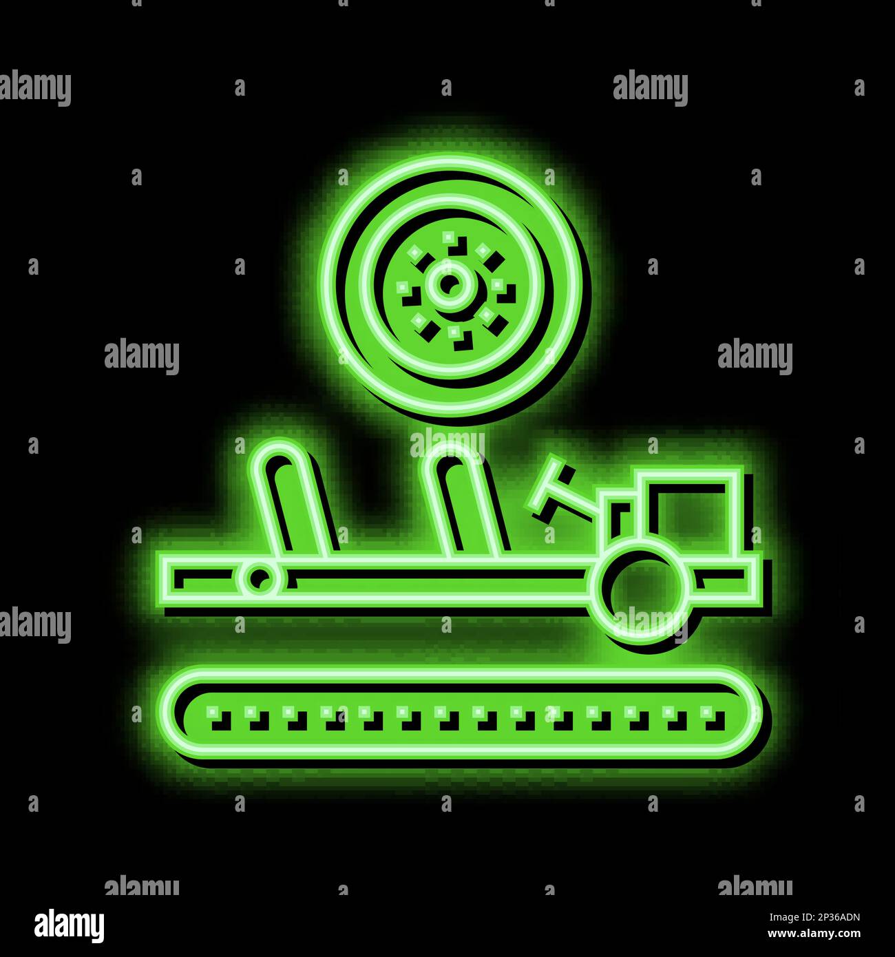 wheels installing car neon glow icon illustration Stock Vector Image