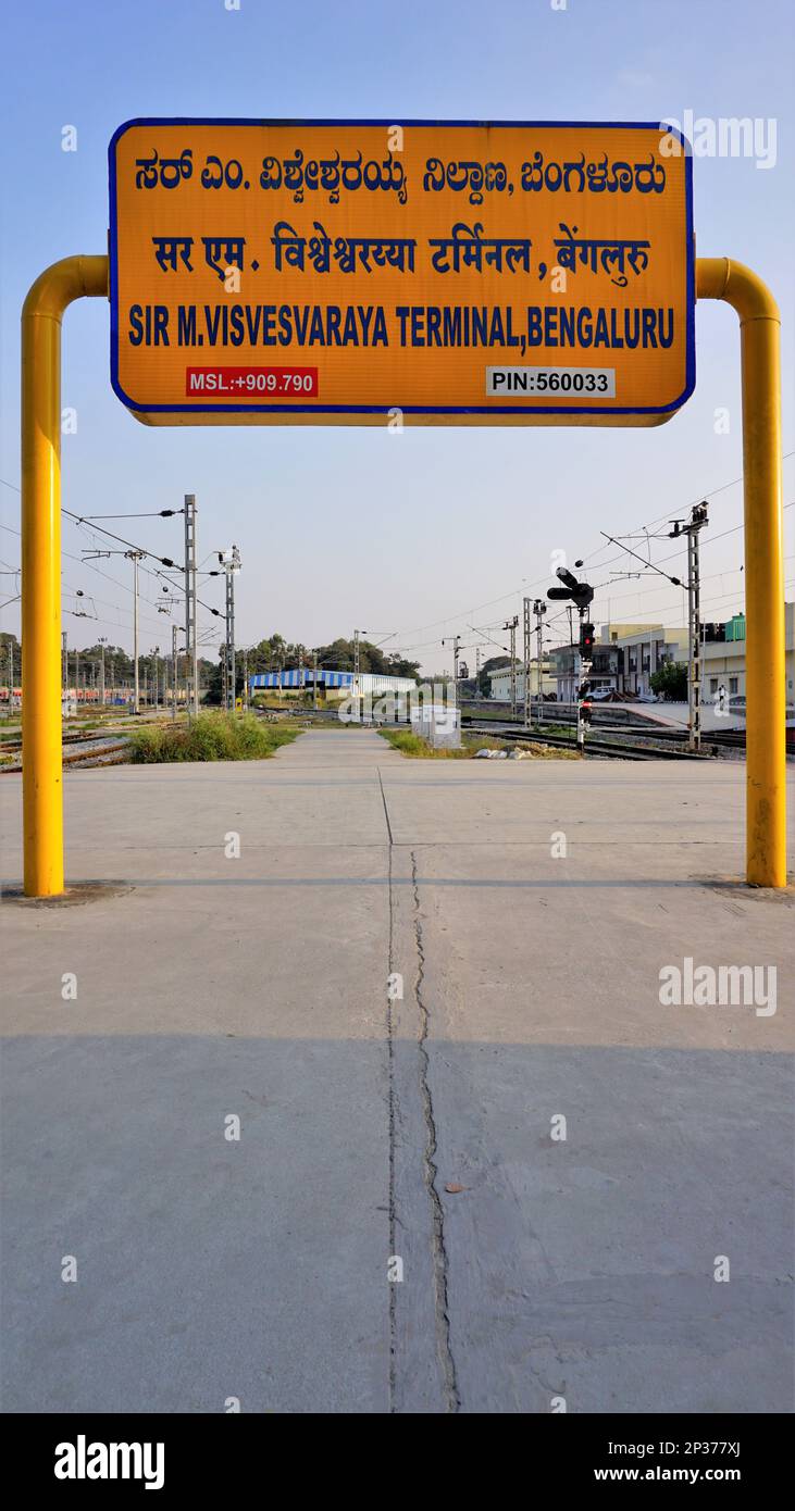 Bangalore,Karnataka,IndiaJanuary 01 2023 Sign board inside the Sir M