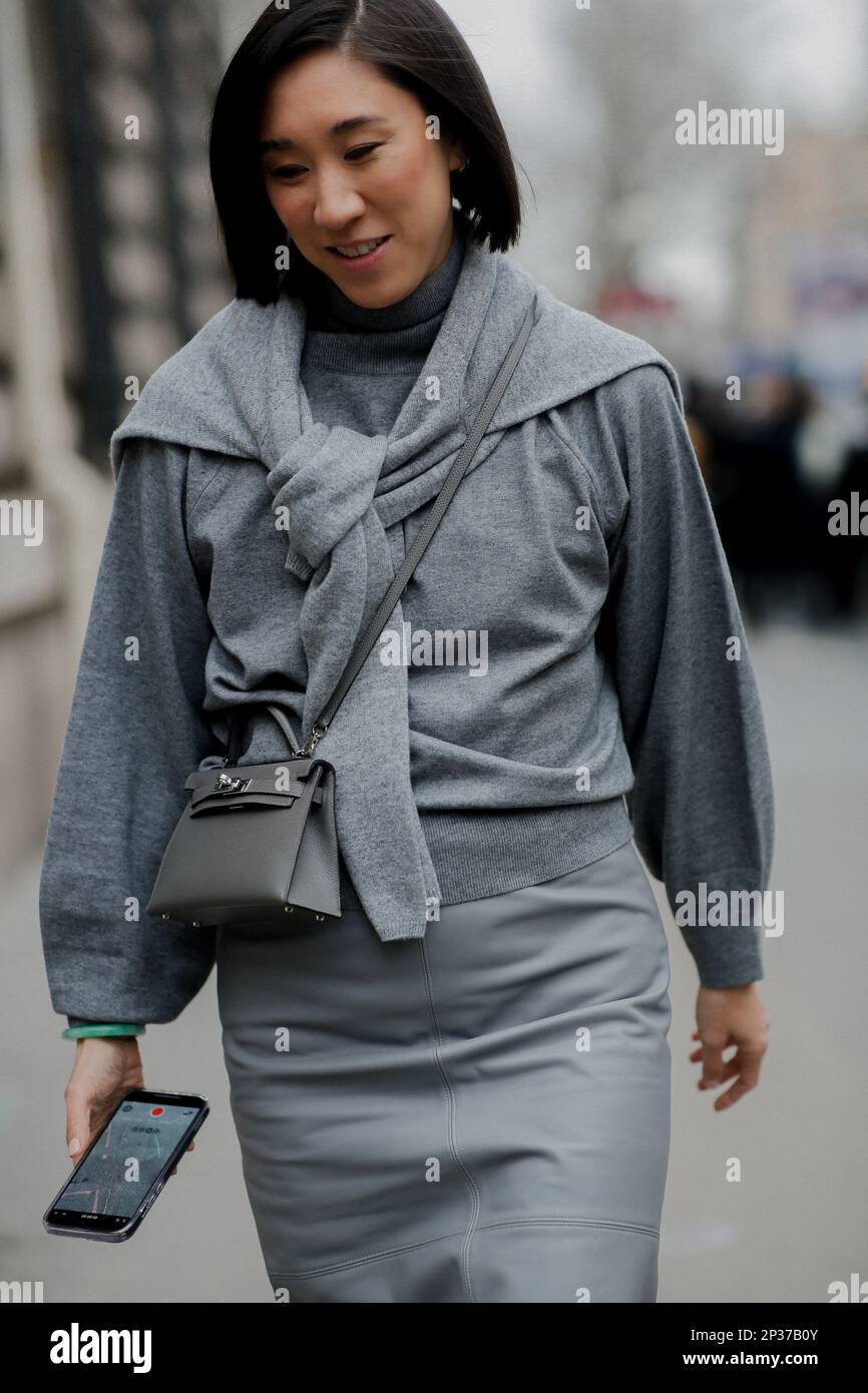 Milan, Italy - September, 22, 2022: Woman Holding Black Hermes Kelly Bag,  Street Style Outfit Editorial Stock Photo - Image of fashionable,  lifestyle: 260465978