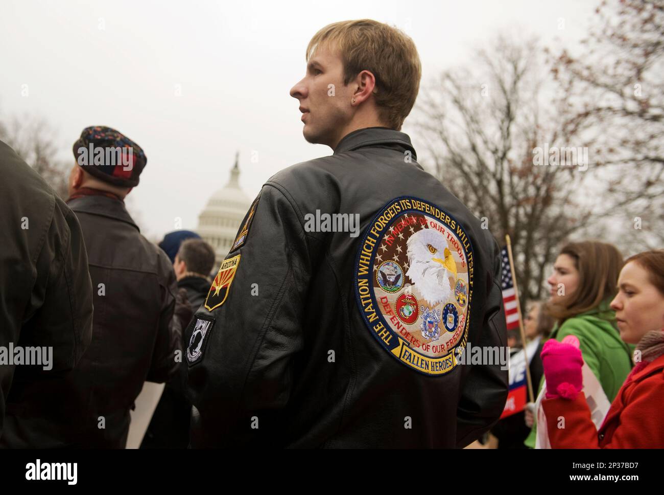 UNITED STATES - DECEMBER 10: Ryan Thomason, a gay retired Army Specialist  from Salisbury, Md., attends a rally by the Servicemembers Legal Defense  Network in Upper Senate Park. The rally was held