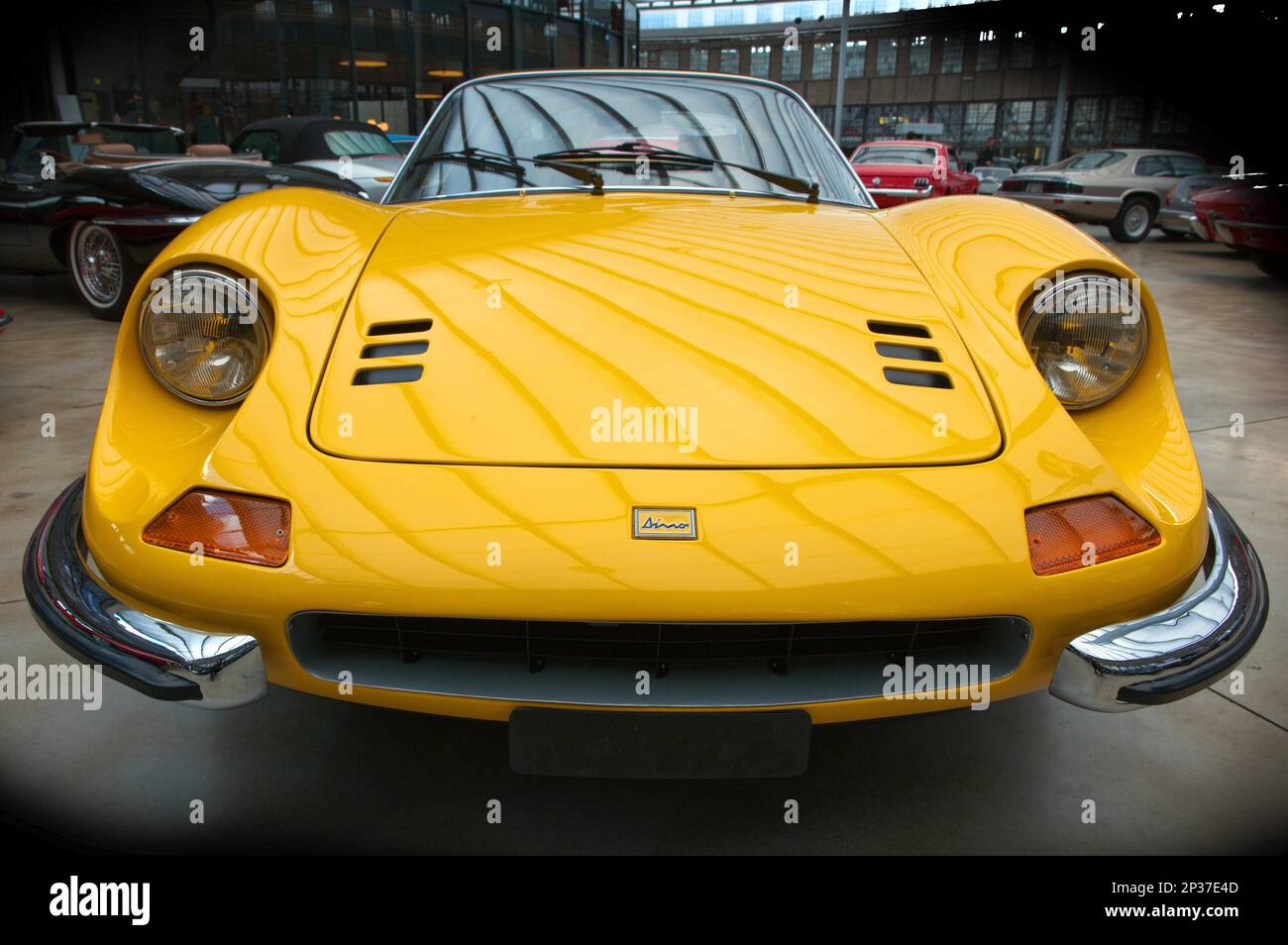 Detail of Vintage Ferrari Dino 246 GT, Alfredo Ferrari, sports car