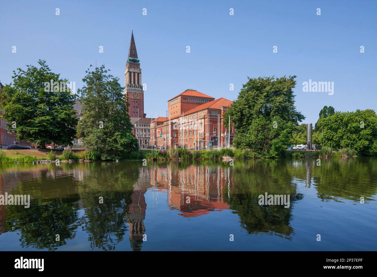 Little Kiel with town hall, town hall tower and opera house, Kiel