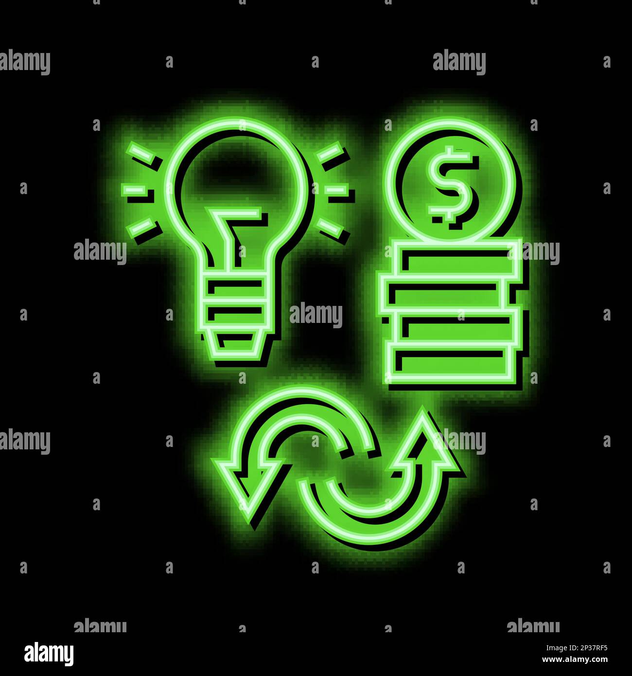 idea to money converter neon glow icon illustration Stock Vector Image ...