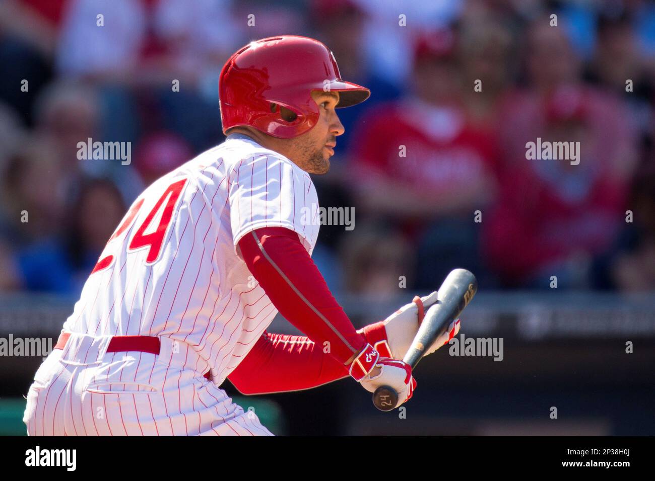 PHILADELPHIA, PA - APRIL 24: Philadelphia Phillies right fielder Bryce  Harper (3) at bat during the Major League Baseball game between the  Philadelphia Phillies and the Milwaukee Brewers on April 24, 2022