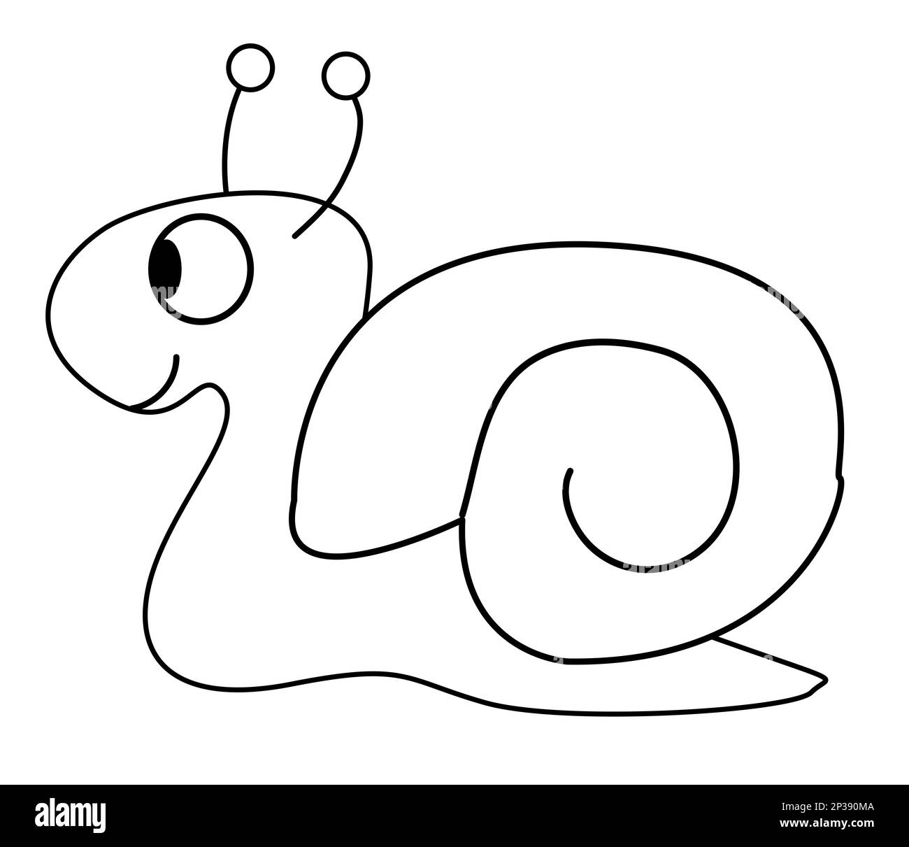 A cartoon snail in black line outline isolated on a white background Stock Photo Alamy