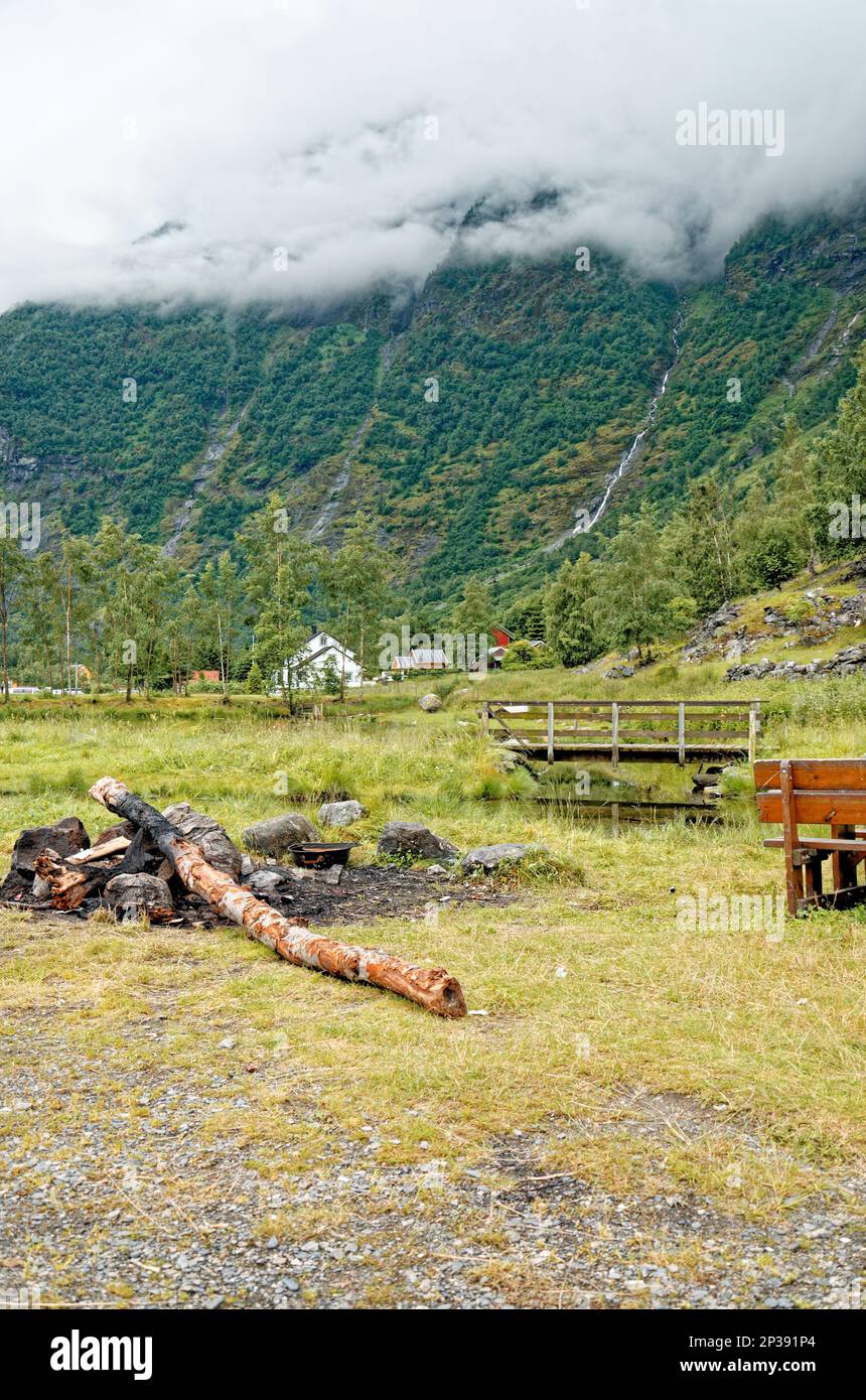Travel destination north of Europe: View of Flam landscape, Norway. Beautiful view of Norwegian lanscape in Flam. 15th of July 2012 Stock Photo